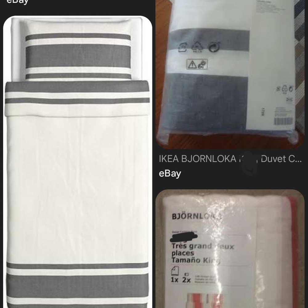IKEA BJÖRNLOKA Striped Duvet Cover Set
